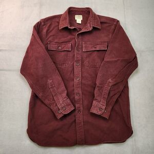 L.L. Bean Chamois Cloth Shirt Men's M Burgundy Red Traditional Fit Heavy Flannel